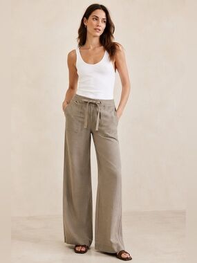 Banana Republic Ryan Fit Linen Blend Wide Leg Pants Size 6